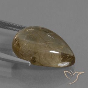 9.98克拉天然金红石石英，梨形，透明