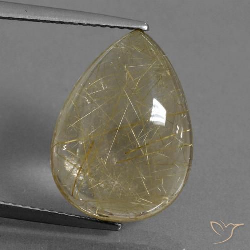 10.12ct 天然 淡黄色 金红石石英, 梨形, 透明
