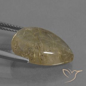 10.12克拉天然金红石石英，梨形，透明