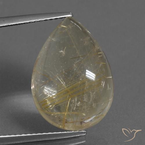12.09ct 天然 淡黄色 金红石石英, 梨形, 透明