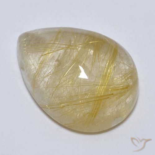 7.56克拉天然金红石石英，梨形，透明