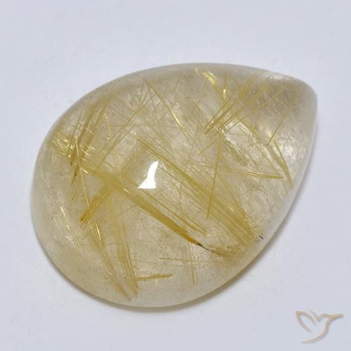 7.56克拉天然金红石石英，梨形，透明
