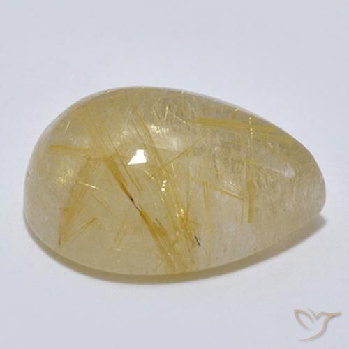 7.56克拉天然金红石石英，梨形，透明