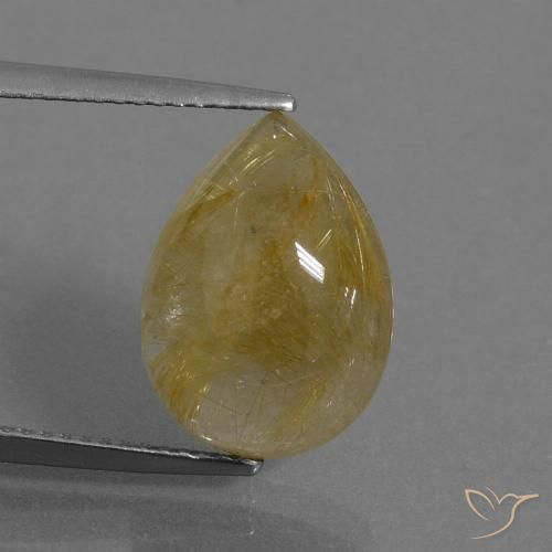 7.53克拉天然金红石石英，梨形，半透明