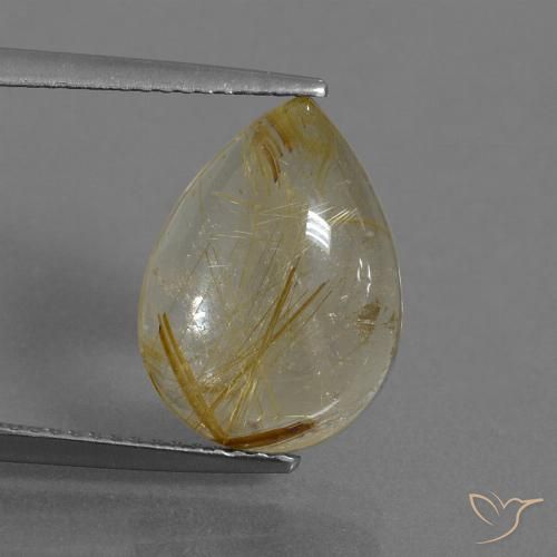 5.72ct 天然 土黄色 金红石石英, 梨形, 透明