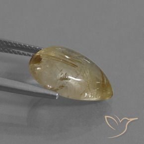 5.72克拉天然金红石石英，梨形，透明