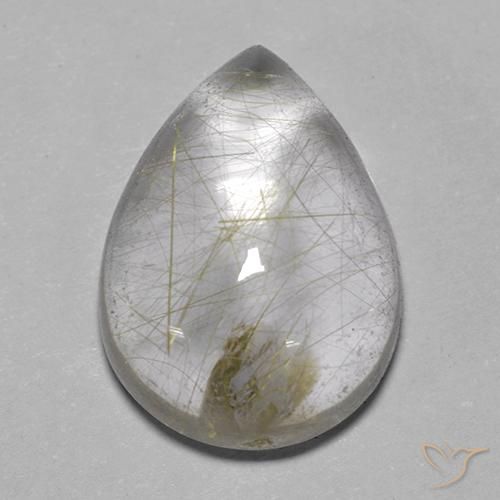 7.43ct 天然 淡黄色 金红石石英, 梨形, 透明