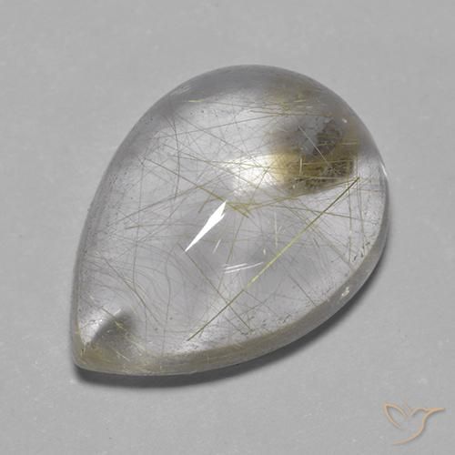 7.43克拉天然金红石石英，梨形，透明