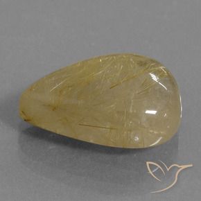 10.92克拉天然金红石石英，梨形，透明