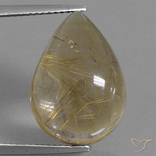 12.87克拉天然金红石石英，梨形，透明