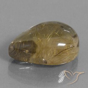12.87克拉天然金红石石英，梨形，透明