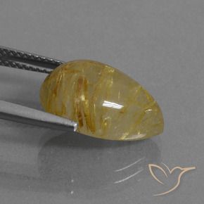 6.94克拉天然金红石石英，梨形，半透明