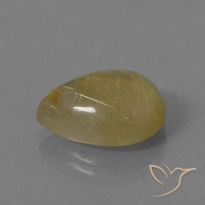 7.25克拉天然金红石石英，梨形，半透明