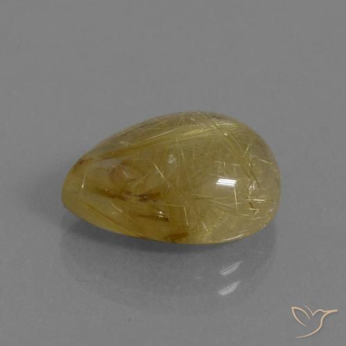 7.54克拉天然金红石石英，梨形，透明
