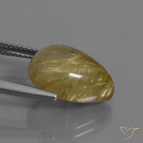 7.54克拉天然金红石石英，梨形，透明