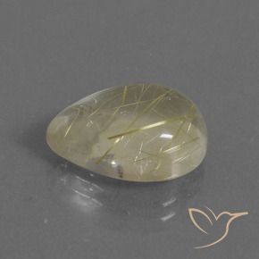 7.67克拉天然金红石石英，梨形，透明