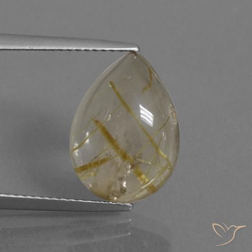 6.86ct 天然 非常浅的金棕色 金红石石英, 梨形, 透明