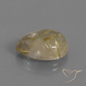 6.86克拉天然金红石石英，梨形，透明