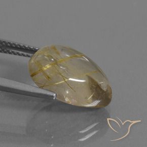 6.86克拉天然金红石石英，梨形，透明
