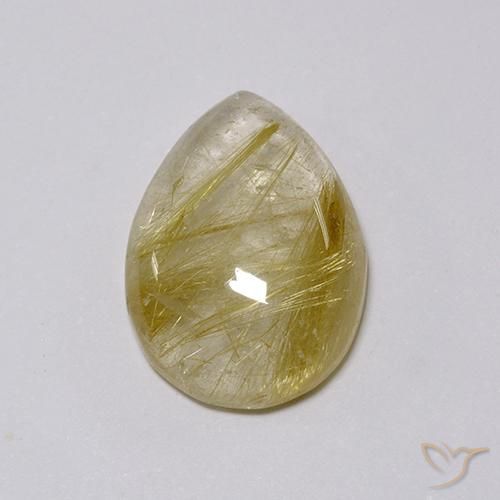 7.58ct 天然 非常浅的金棕色 金红石石英, 梨形, 透明