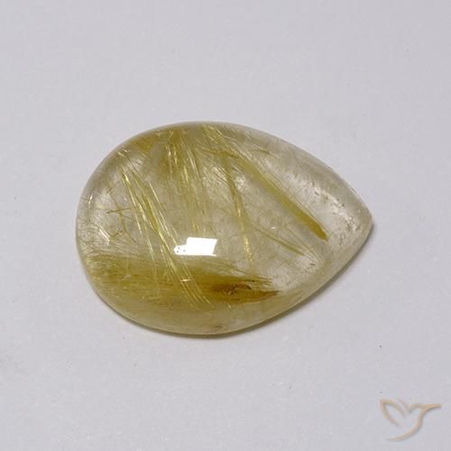 7.58克拉天然金红石石英，梨形，透明