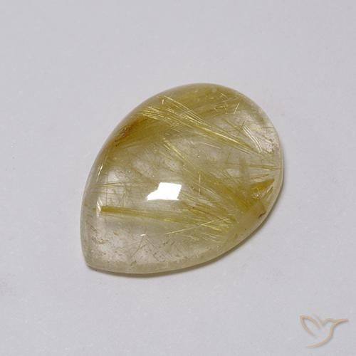 7.58克拉天然金红石石英，梨形，透明