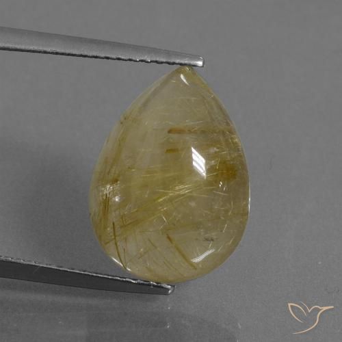 8.60ct 天然 非常浅的金棕色 金红石石英, 梨形, 半透明