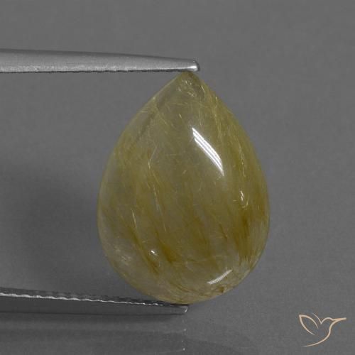 7.62ct 天然 中黄色 金红石石英, 梨形, 透明