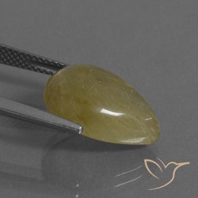 7.62克拉天然金红石石英，梨形，透明