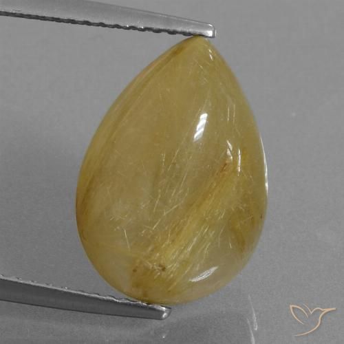 7.37ct 天然 土黄色 金红石石英, 梨形, 半透明