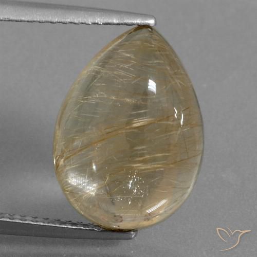 7.59ct 天然 非常浅的金棕色 金红石石英, 梨形, 透明