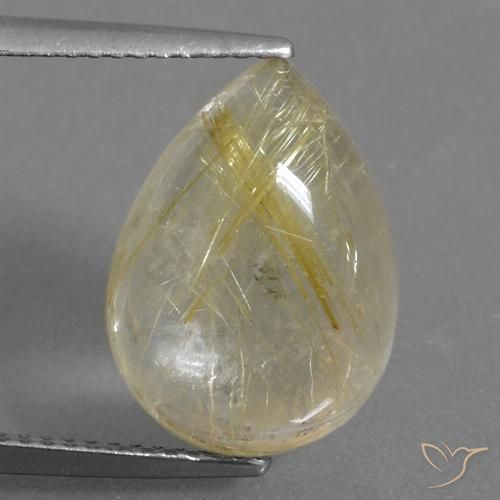 7.30ct 天然 淡黄色 金红石石英, 梨形, 透明
