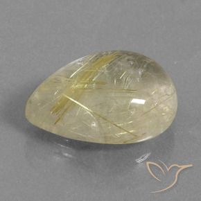 7.30克拉天然金红石石英，梨形，透明