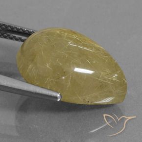 9.22克拉天然金红石石英，梨形，透明