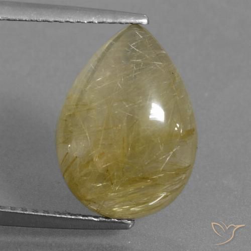 6.34ct 天然 淡黄色 金红石石英, 梨形, 半透明