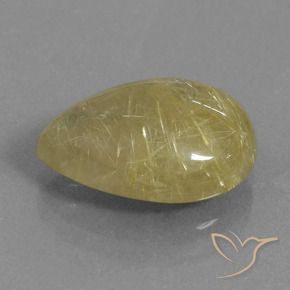 6.34克拉天然金红石石英，梨形，半透明