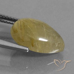 6.34克拉天然金红石石英，梨形，半透明