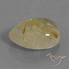 7.32克拉天然金红石石英，梨形，透明