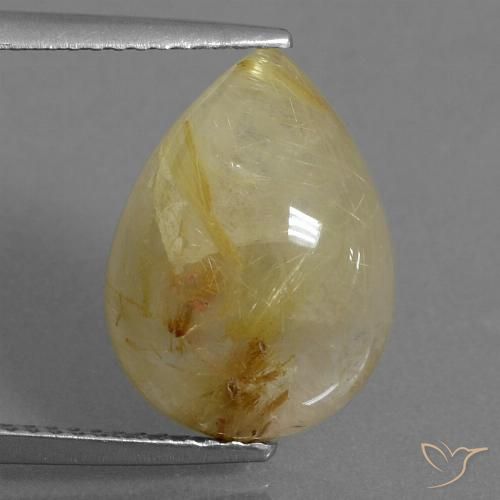 6.71ct 天然 淡黄色 金红石石英, 梨形, 半透明