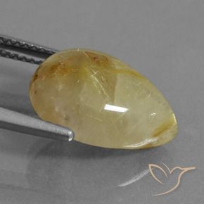 6.71克拉天然金红石石英，梨形，半透明