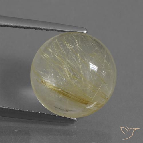 6.74ct 天然 淡黄色 金红石石英, 圆形的, 透明