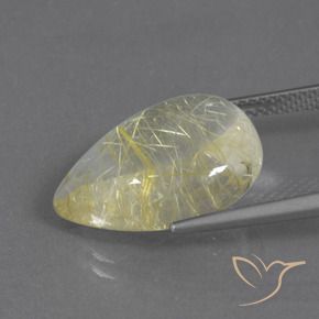 10.33克拉天然金红石石英，梨形，透明