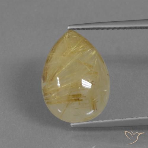 8.23ct 天然 托斯卡纳黄 金红石石英, 梨形, 半透明