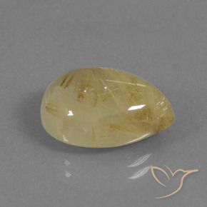 8.23克拉天然金红石石英，梨形，半透明