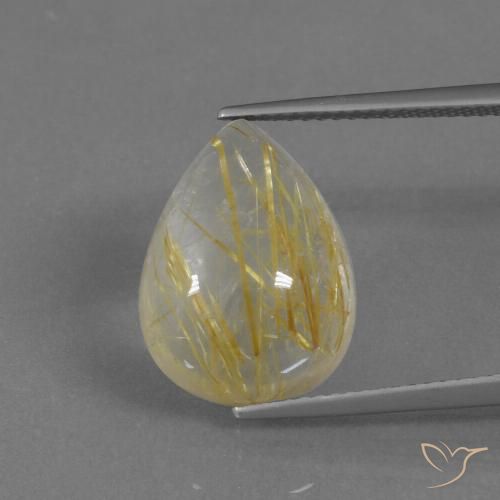 9.34ct 天然 土黄色 金红石石英, 梨形, 透明