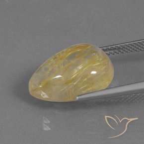 9.34克拉天然金红石石英，梨形，透明