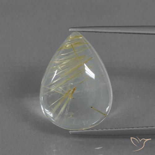 8.51ct 天然 浅土黄色 金红石石英, 梨形, 透明