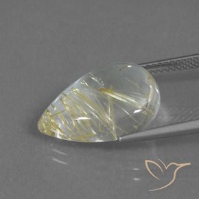 8.51克拉天然金红石石英，梨形，透明