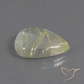 8.42克拉天然金红石石英，梨形，透明