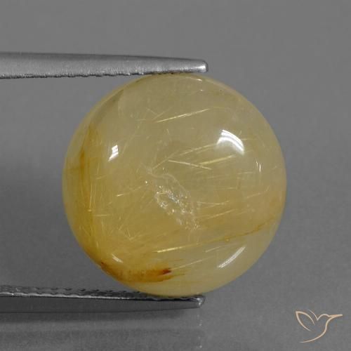 9.37克拉天然金红石石英，圆形的，透明